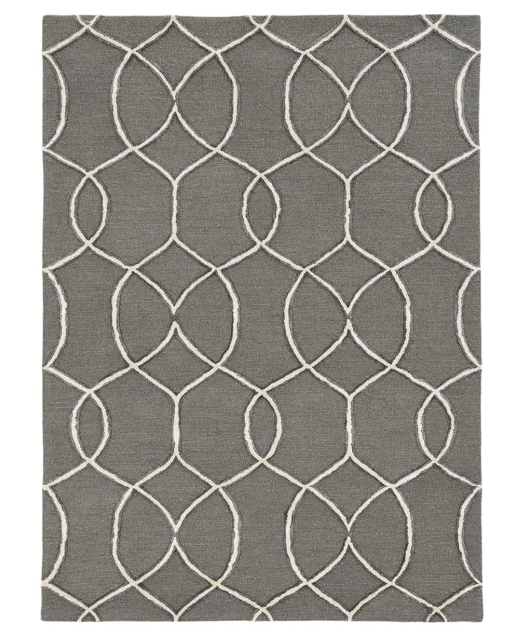 5' X 7' Charcoal Wool Trellis Hand Tufted Area Rug