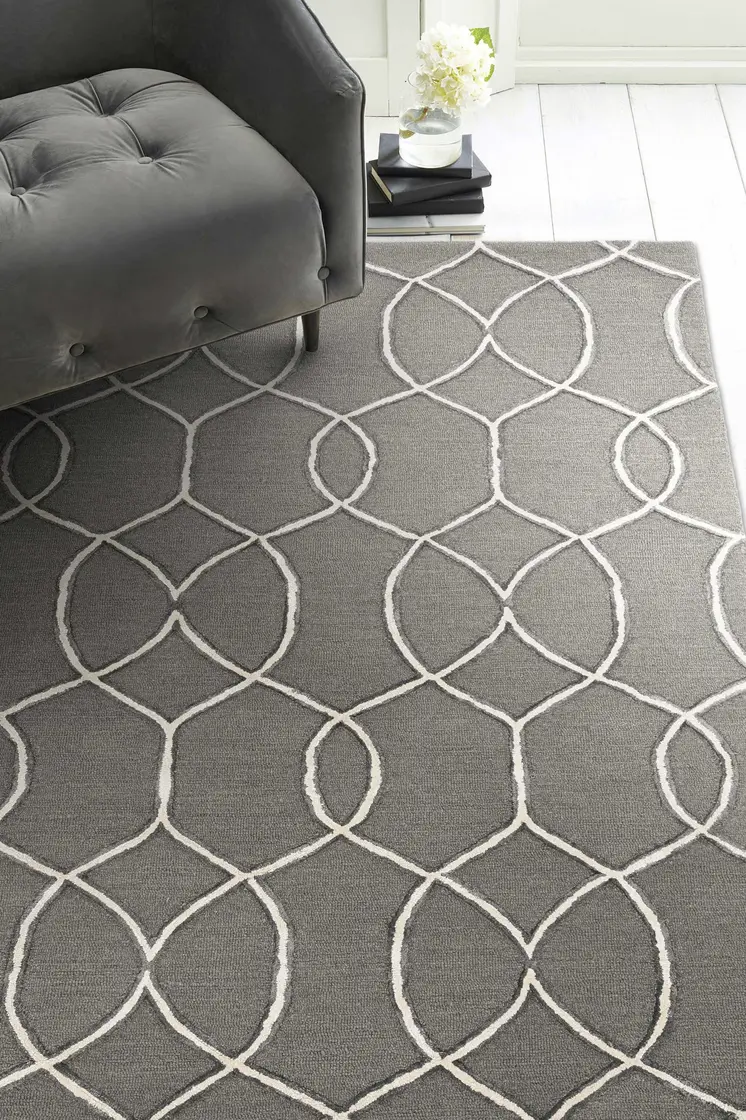 9' X 13' Gray and Ivory Wool Moroccan Hand Tufted Area Rug