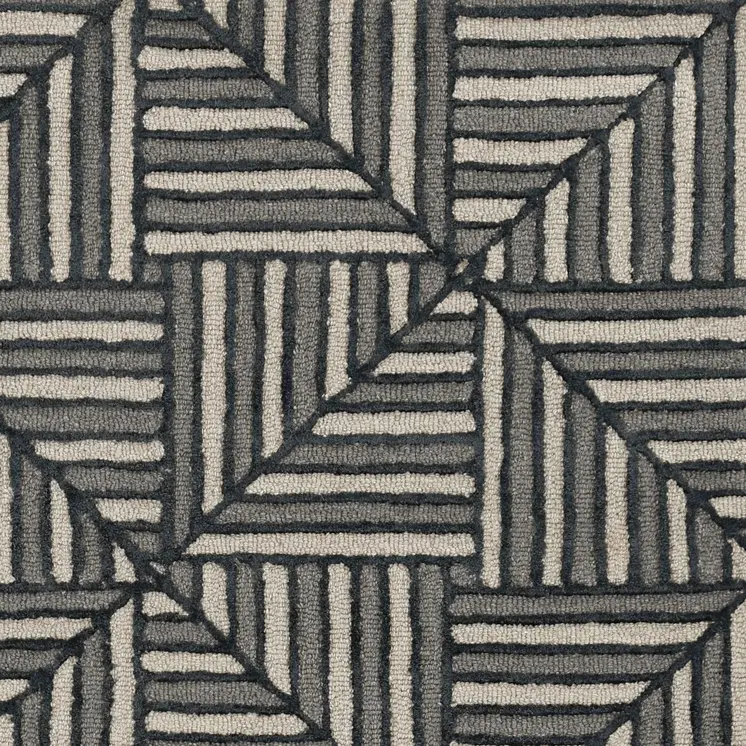 12' X 15' Beige And Charcoal Wool Geometric Hand Tufted Area Rug