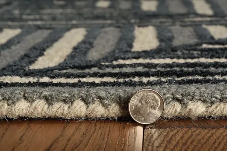 12' X 15' Beige And Charcoal Wool Geometric Hand Tufted Area Rug