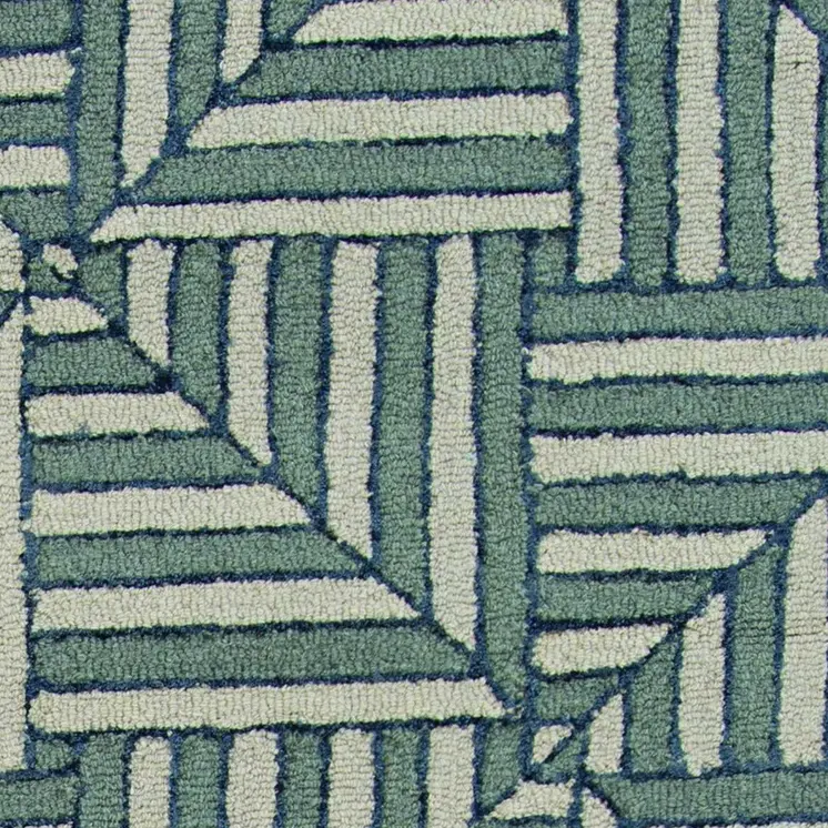 8' Charcoal Wool Geometric Hand Tufted Runner Rug