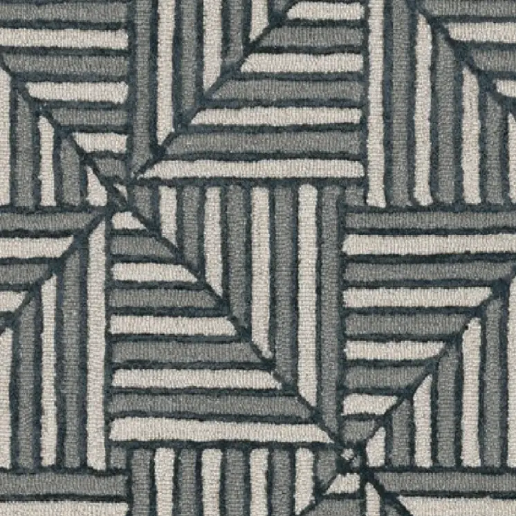 9' X 13' Beige and Charcoal Wool Geometric Hand Tufted Area Rug