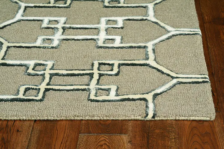12' X 15' Brown And Ivory Wool Trellis Hand Tufted Area Rug