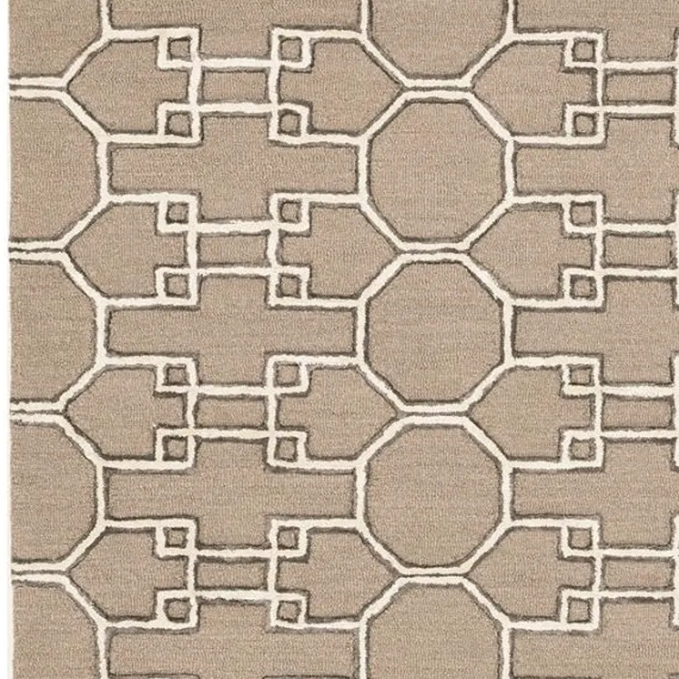 5' X 7' Gray and Ivory Wool Geometric Hand Tufted Area Rug