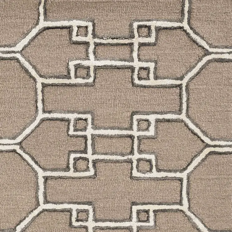 5' X 7' Gray and Ivory Wool Geometric Hand Tufted Area Rug