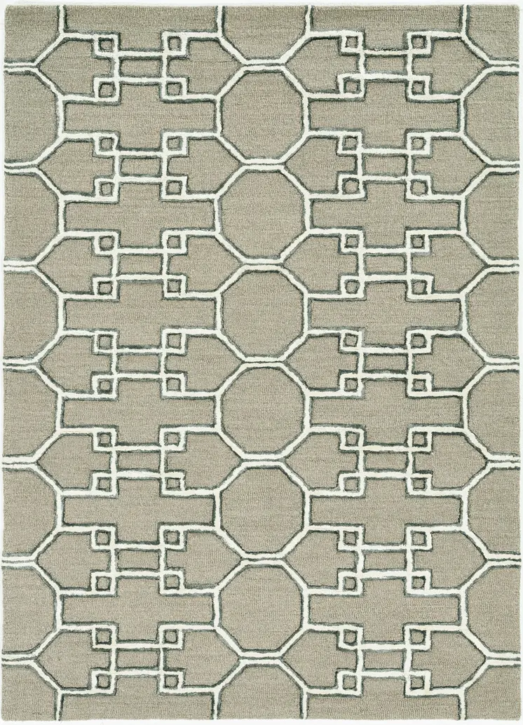 9' X 13' Brown and Ivory Wool Trellis Hand Tufted Area Rug