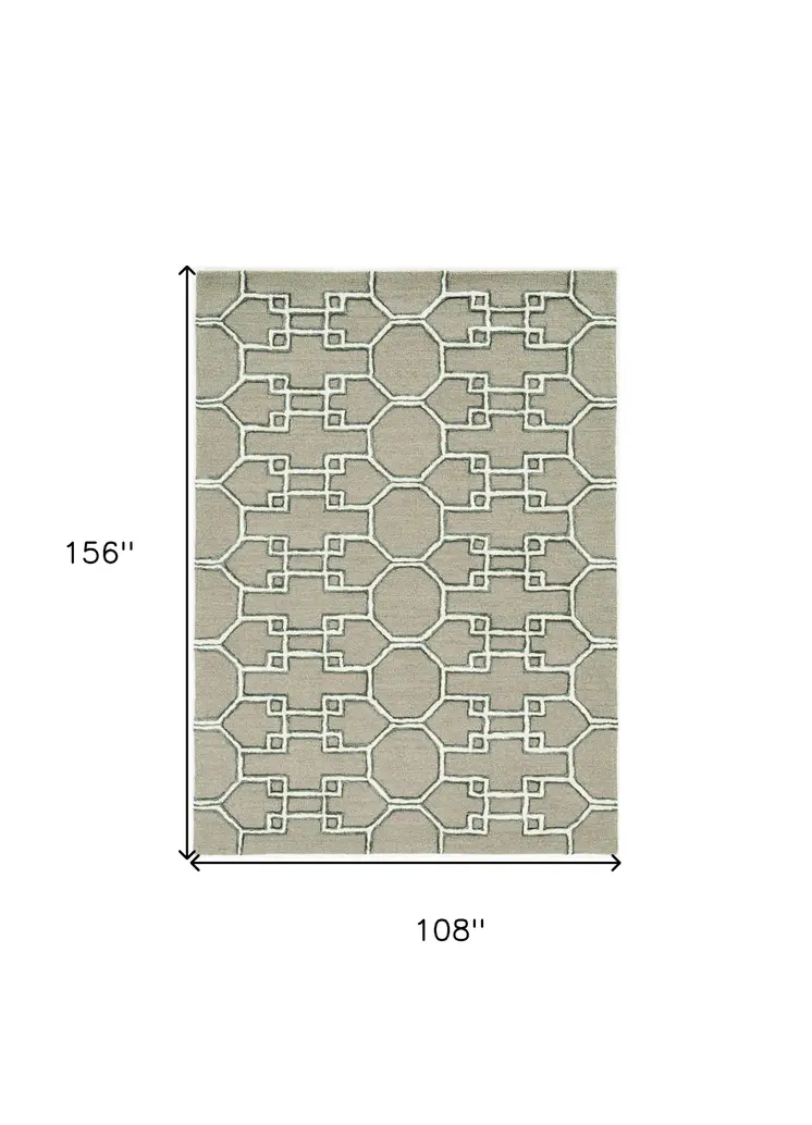 9' X 13' Brown and Ivory Wool Trellis Hand Tufted Area Rug