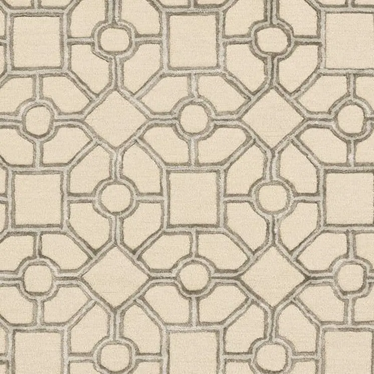 5' X 7' Beige Ivory and Brown Wool Geometric Hand Tufted Area Rug