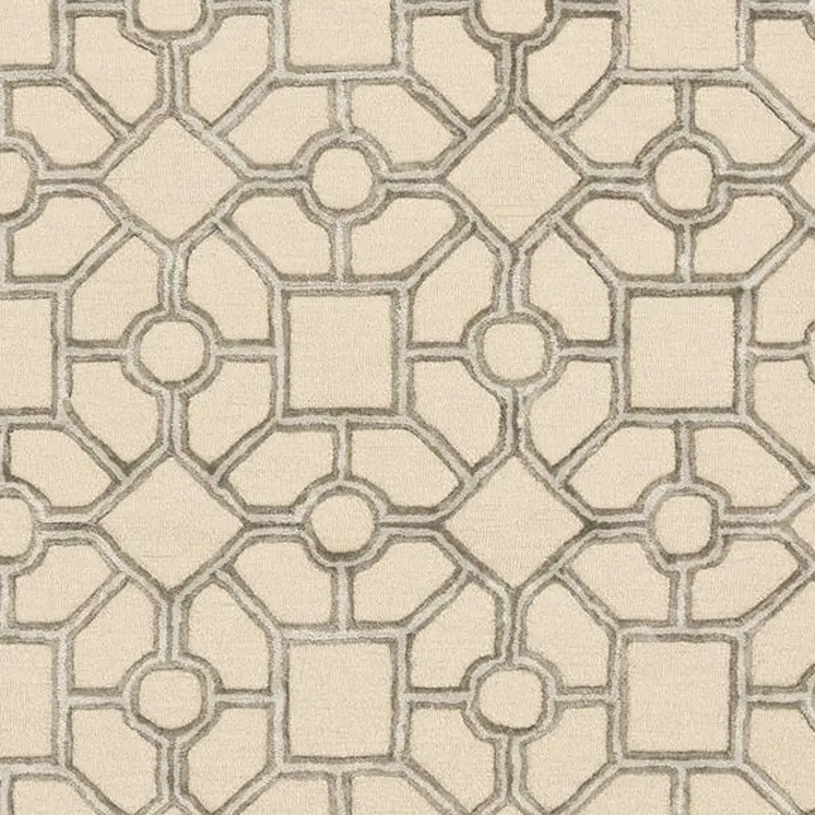 5' X 7' Beige Ivory and Brown Wool Geometric Hand Tufted Area Rug