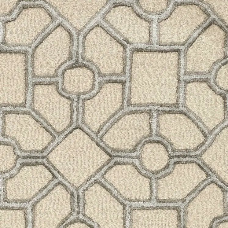 5' X 7' Beige Ivory and Brown Wool Geometric Hand Tufted Area Rug