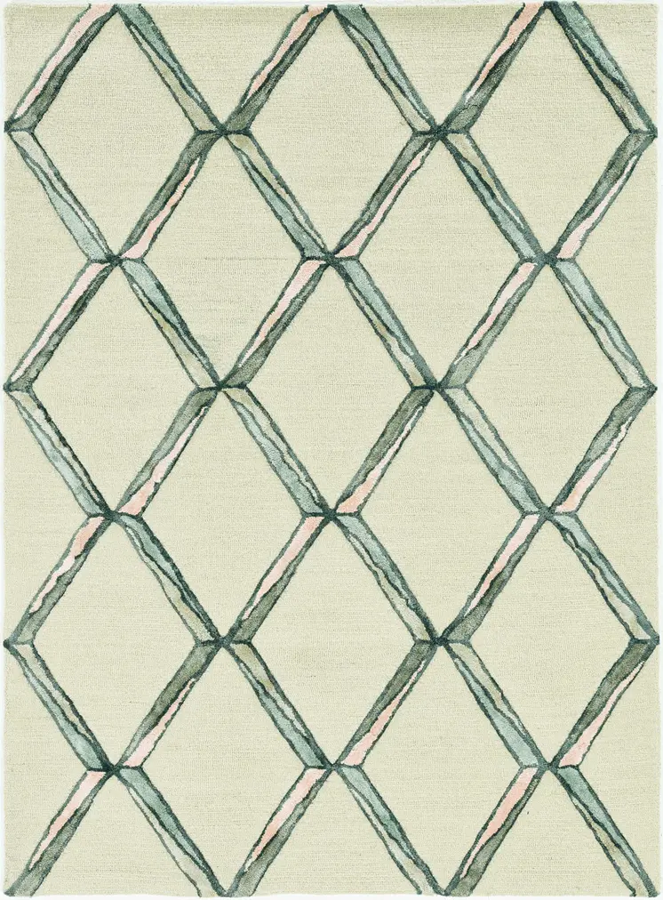 12' X 15' Cream Wool Geometric Hand Tufted Area Rug