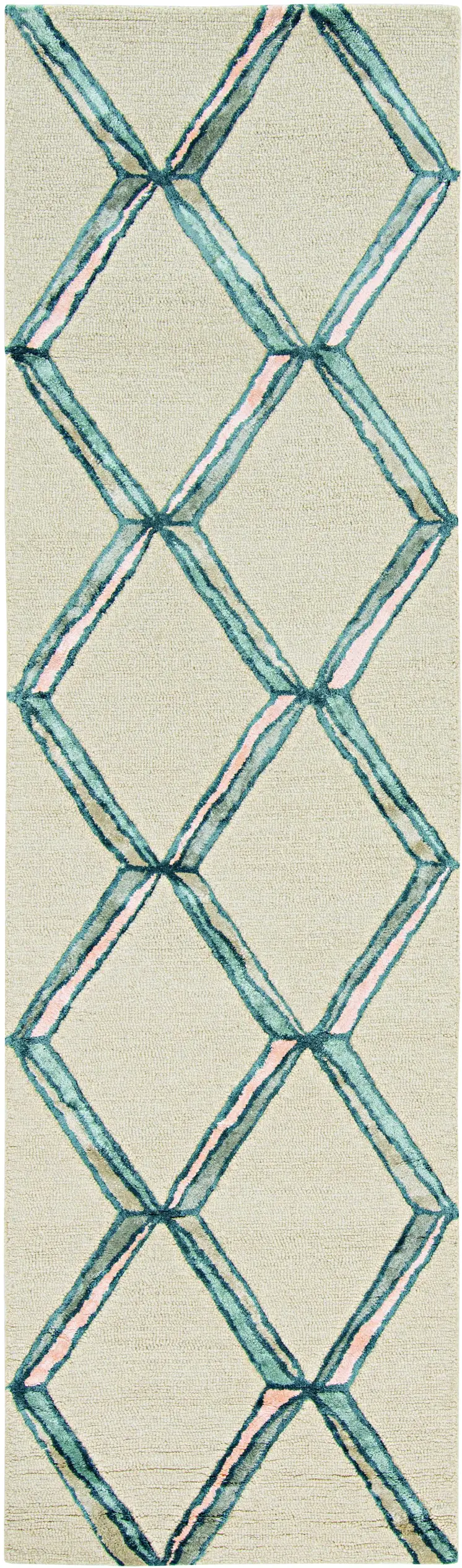 8' Cream Wool Handmade Runner Rug