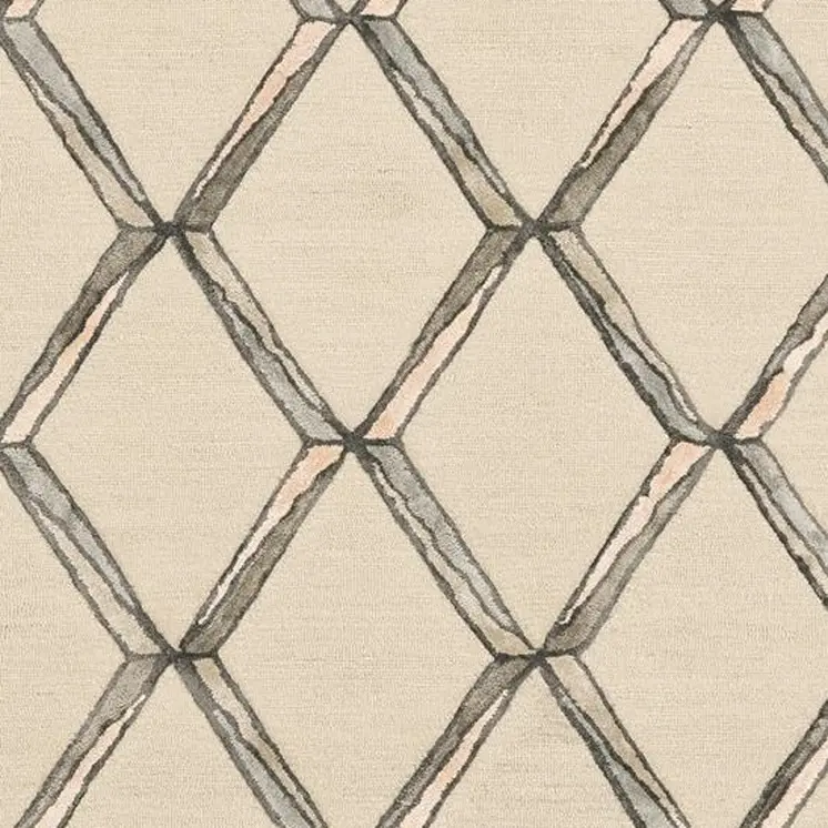 9' X 13' Cream Brown and Gray Wool Geometric Hand Tufted Area Rug