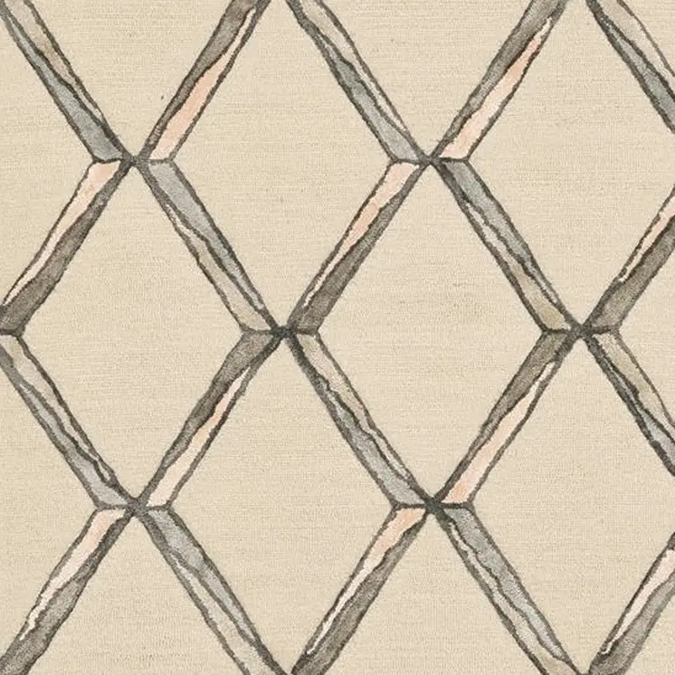 9' X 13' Cream Brown and Gray Wool Geometric Hand Tufted Area Rug