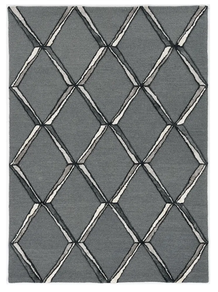 12' X 15' Gray Wool Geometric Hand Tufted Area Rug