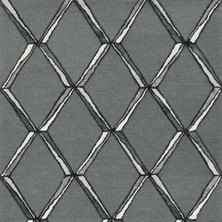 12' X 15' Gray Wool Geometric Hand Tufted Area Rug