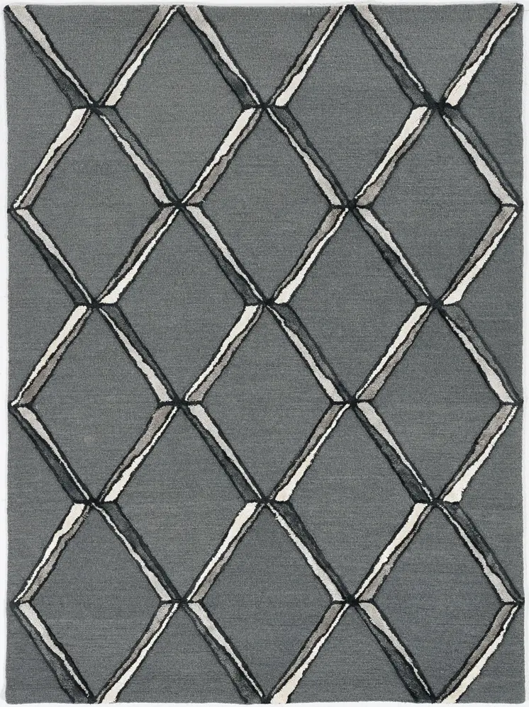 12' X 15' Gray Wool Geometric Hand Tufted Area Rug