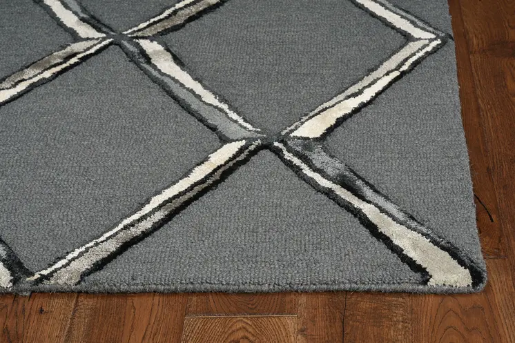 12' X 15' Gray Wool Geometric Hand Tufted Area Rug