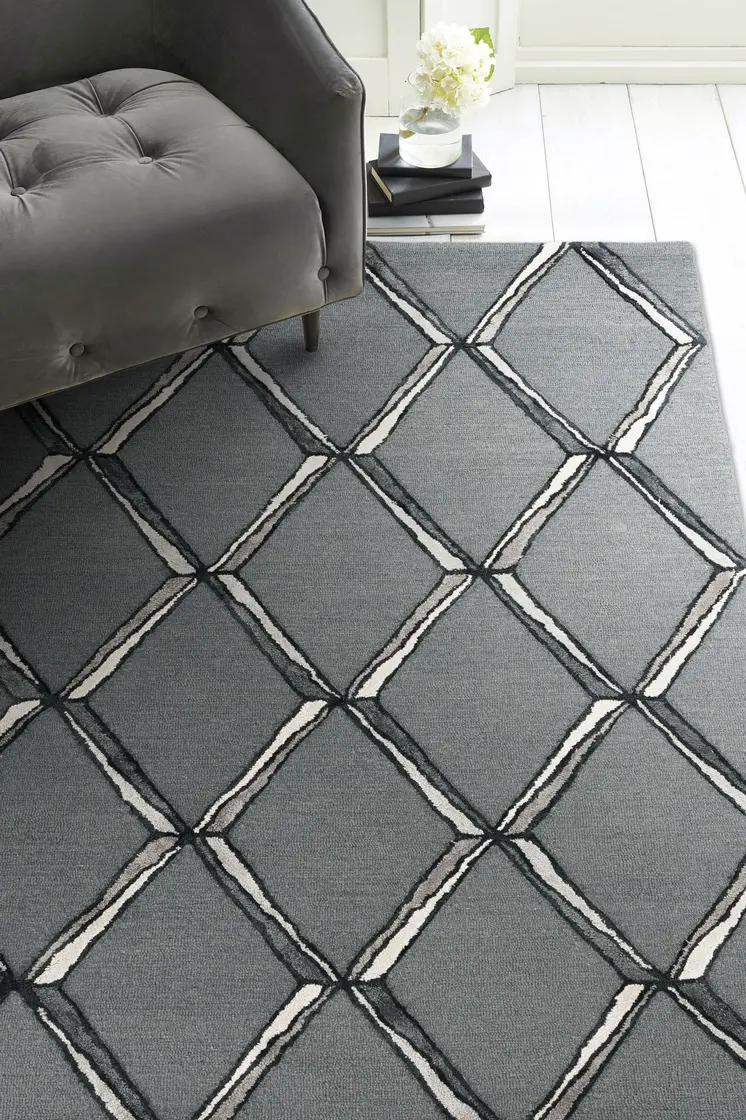 12' X 15' Gray Wool Geometric Hand Tufted Area Rug