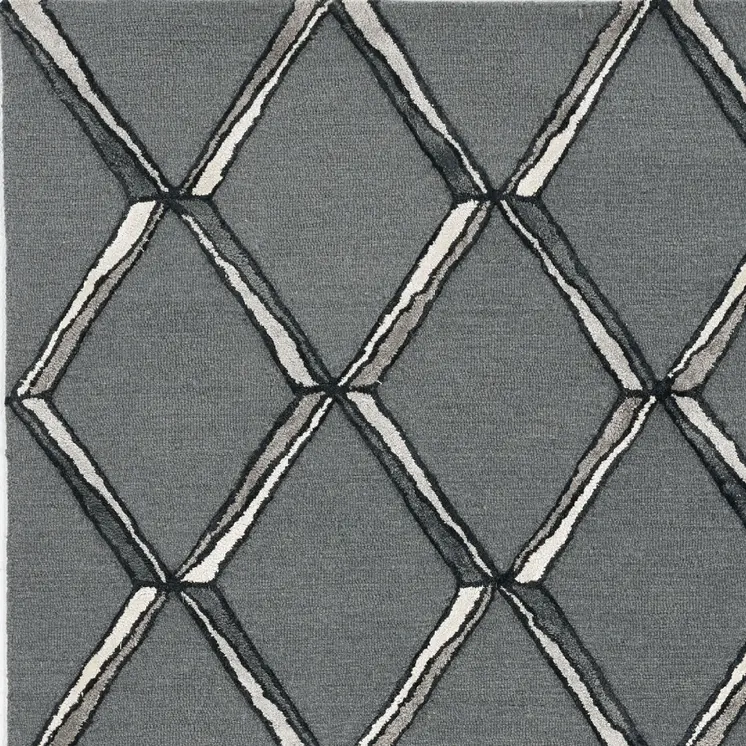 12' X 15' Gray Wool Geometric Hand Tufted Area Rug