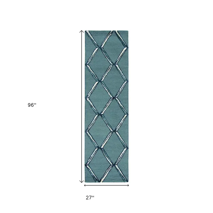 8' Gray Wool Handmade Runner Rug
