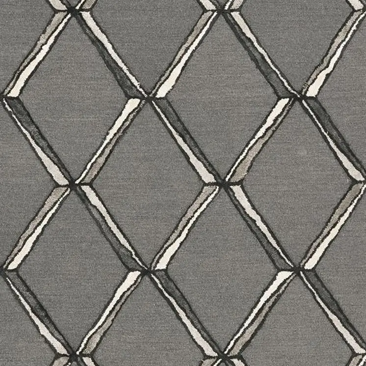 8' X 10' Gray Wool Geometric Hand Tufted Area Rug