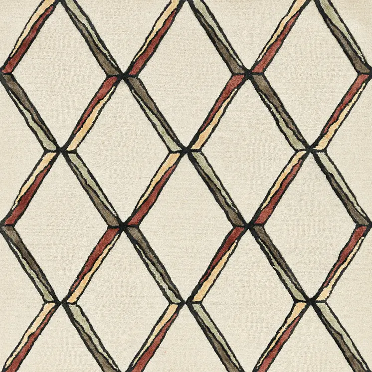12' X 15' Beige Rust And Gold Wool Geometric Hand Tufted Area Rug