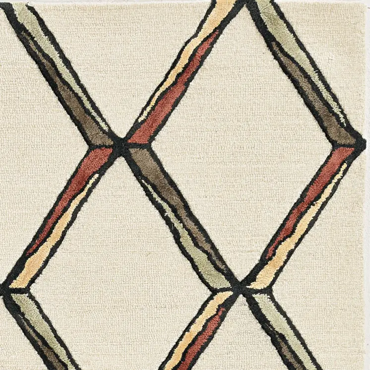 12' X 15' Beige Rust And Gold Wool Geometric Hand Tufted Area Rug