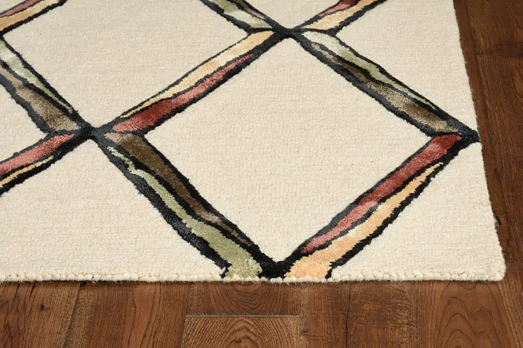 12' X 15' Beige Rust And Gold Wool Geometric Hand Tufted Area Rug
