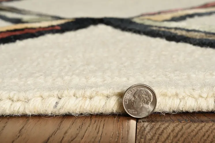 12' X 15' Beige Rust And Gold Wool Geometric Hand Tufted Area Rug