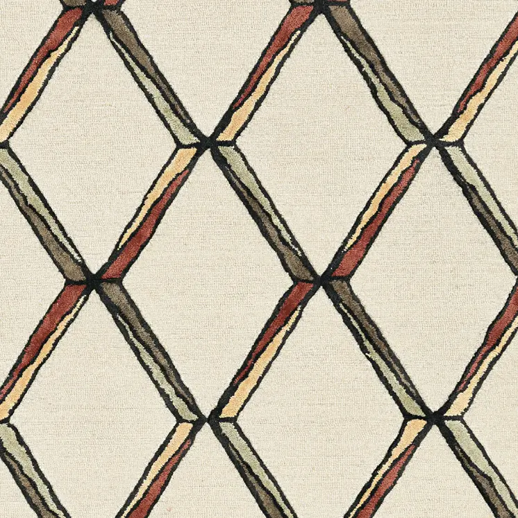 12' X 15' Beige Rust And Gold Wool Geometric Hand Tufted Area Rug