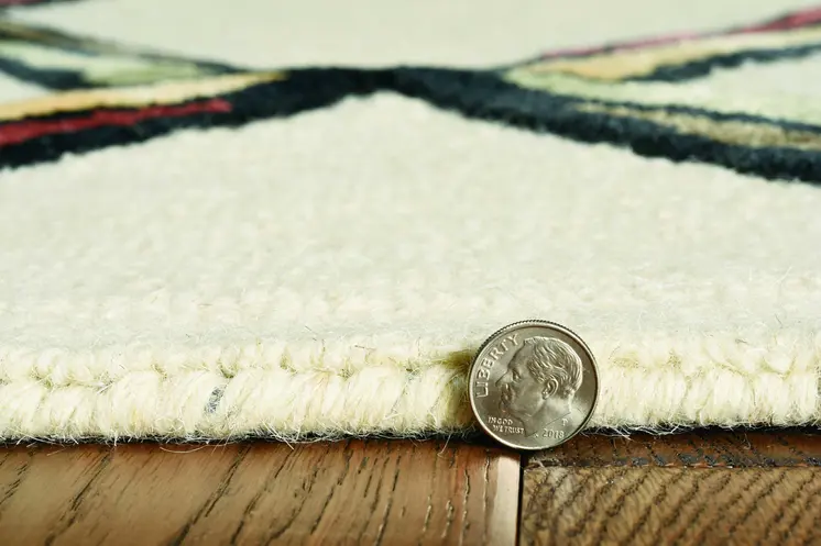8' Gold And Ivory Wool Geometric Hand Tufted Runner Rug