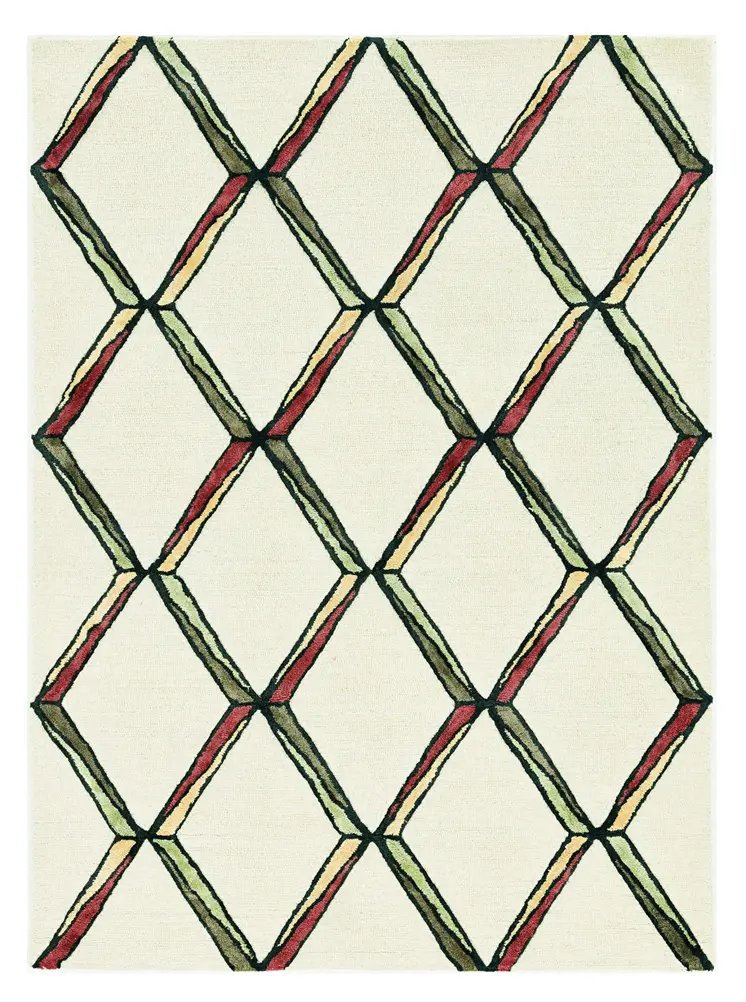8' Gold And Ivory Wool Geometric Hand Tufted Runner Rug