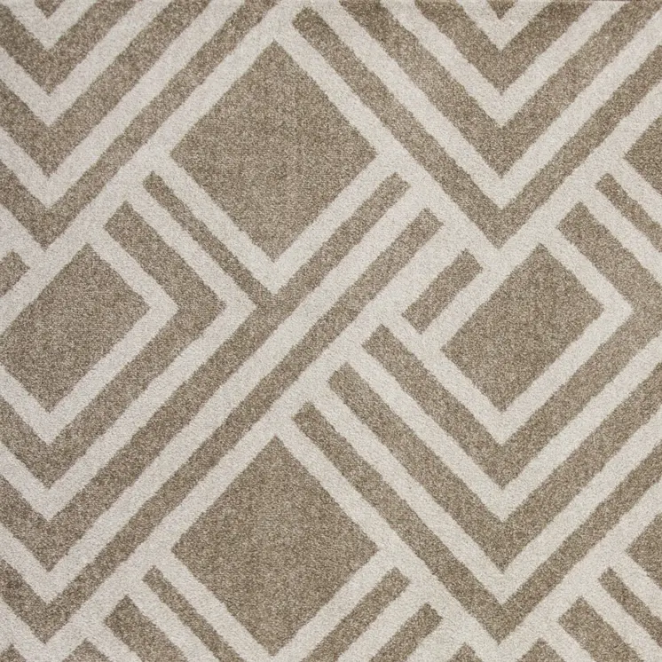 7' X 10' Beige and Ivory Geometric Indoor Outdoor Area Rug