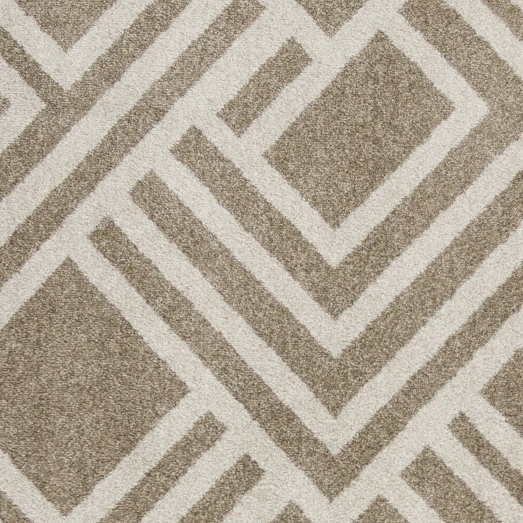 7' X 10' Beige and Ivory Geometric Indoor Outdoor Area Rug