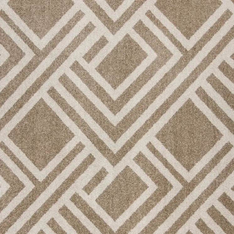 7' X 10' Beige and Ivory Geometric Indoor Outdoor Area Rug