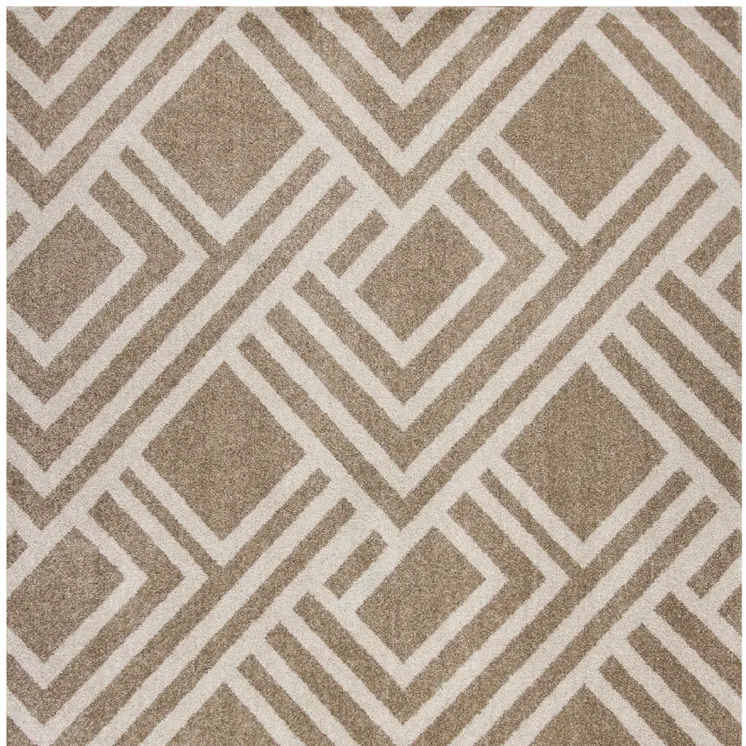 7' X 10' Beige and Ivory Geometric Indoor Outdoor Area Rug