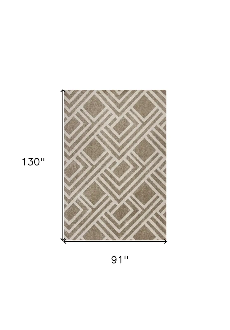 8' X 11' Beige Geometric Indoor Outdoor Area Rug