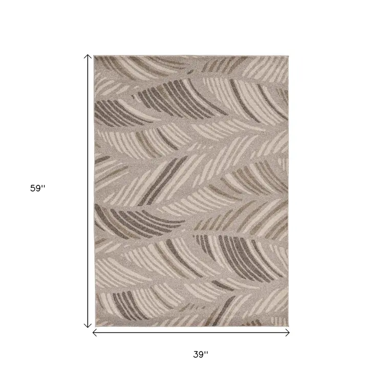 3' X 5' Gray Tropical Botanical Area Rug