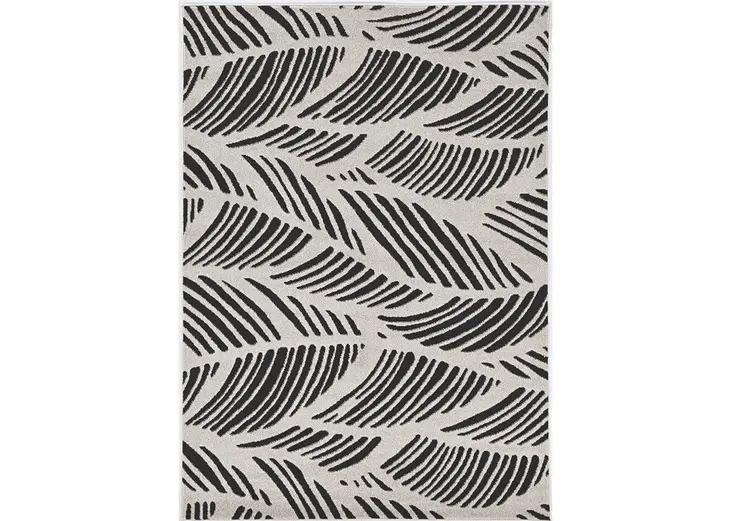 3' X 5' Black And White Floral Indoor Outdoor Area Rug
