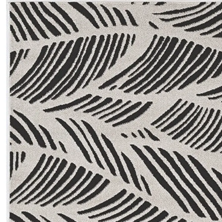 3' X 5' Black And White Floral Indoor Outdoor Area Rug
