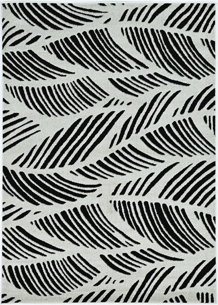 7' X 10' Black And White Abstract Indoor Outdoor Area Rug