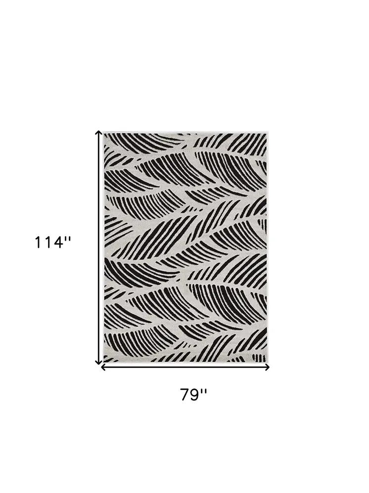 7' X 10' Black And White Abstract Indoor Outdoor Area Rug