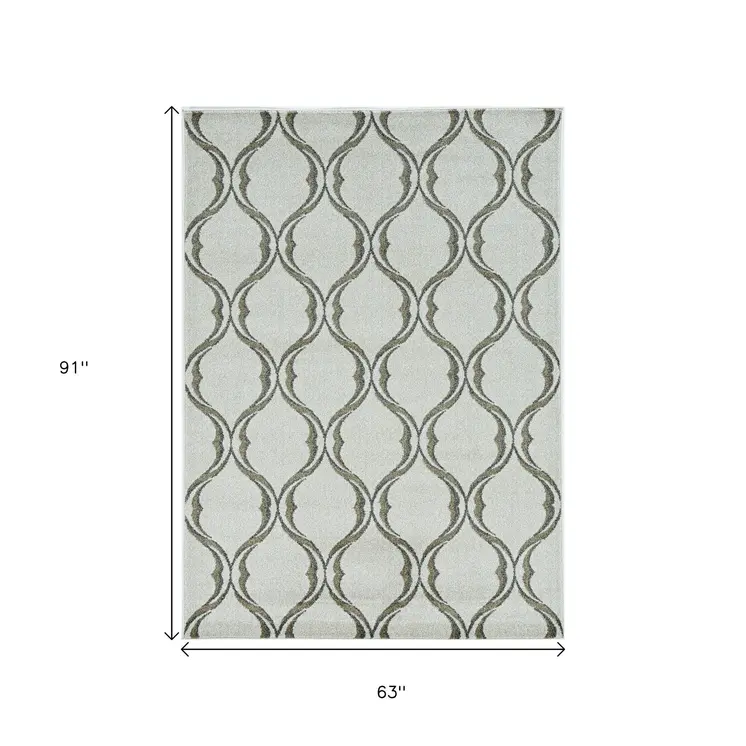 5' X 8' Sand Wavy Lines Area Rug