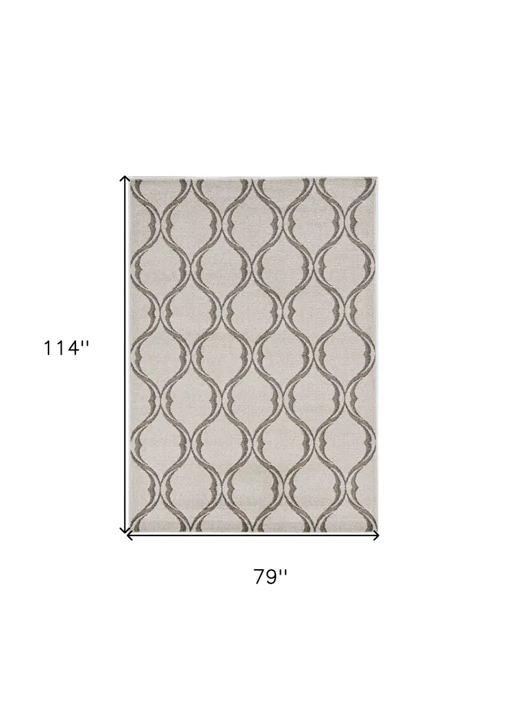 7' X 10' Ivory Moroccan Indoor Outdoor Area Rug