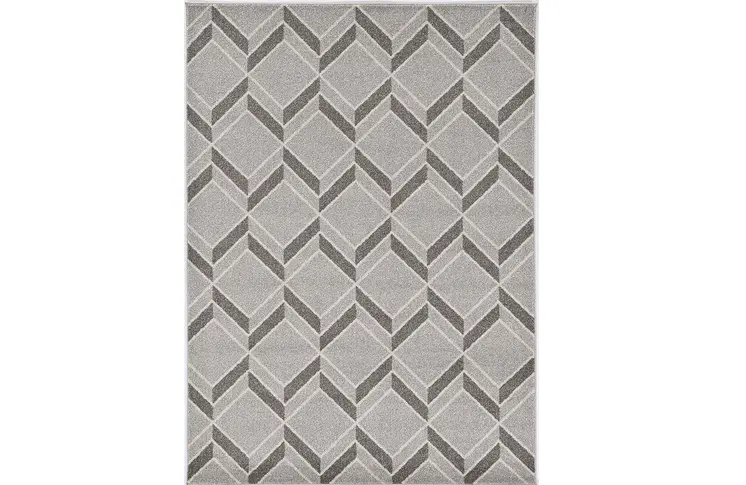 3' X 5' Gray Geometric Indoor Outdoor Area Rug