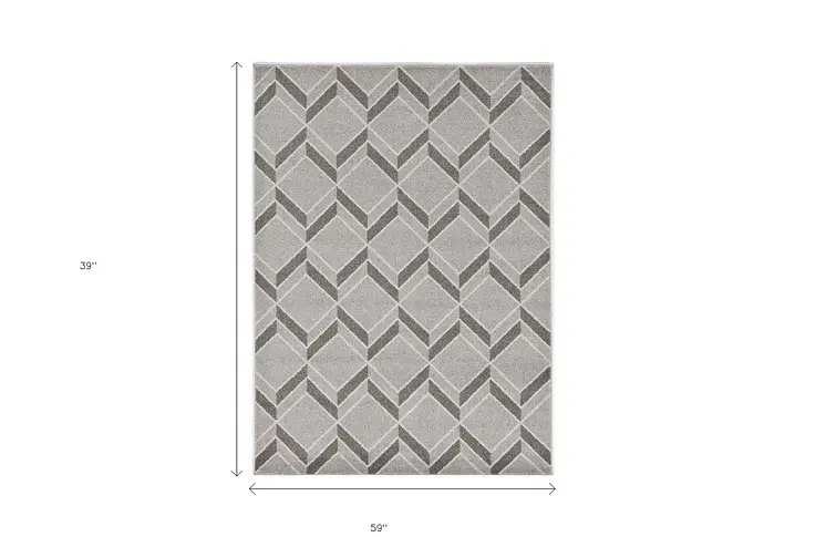 3' X 5' Gray Geometric Indoor Outdoor Area Rug