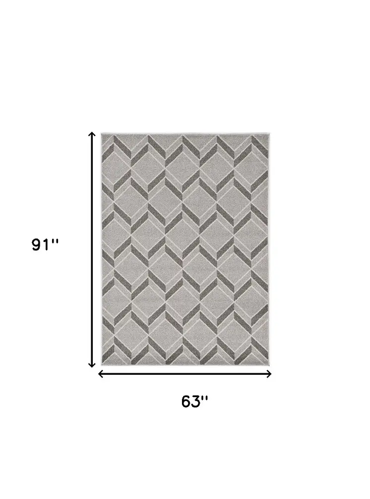 5' X 8' Gray Geometric Indoor Outdoor Area Rug