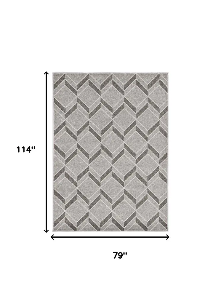 7' X 10' Gray Geometric Indoor Outdoor Area Rug