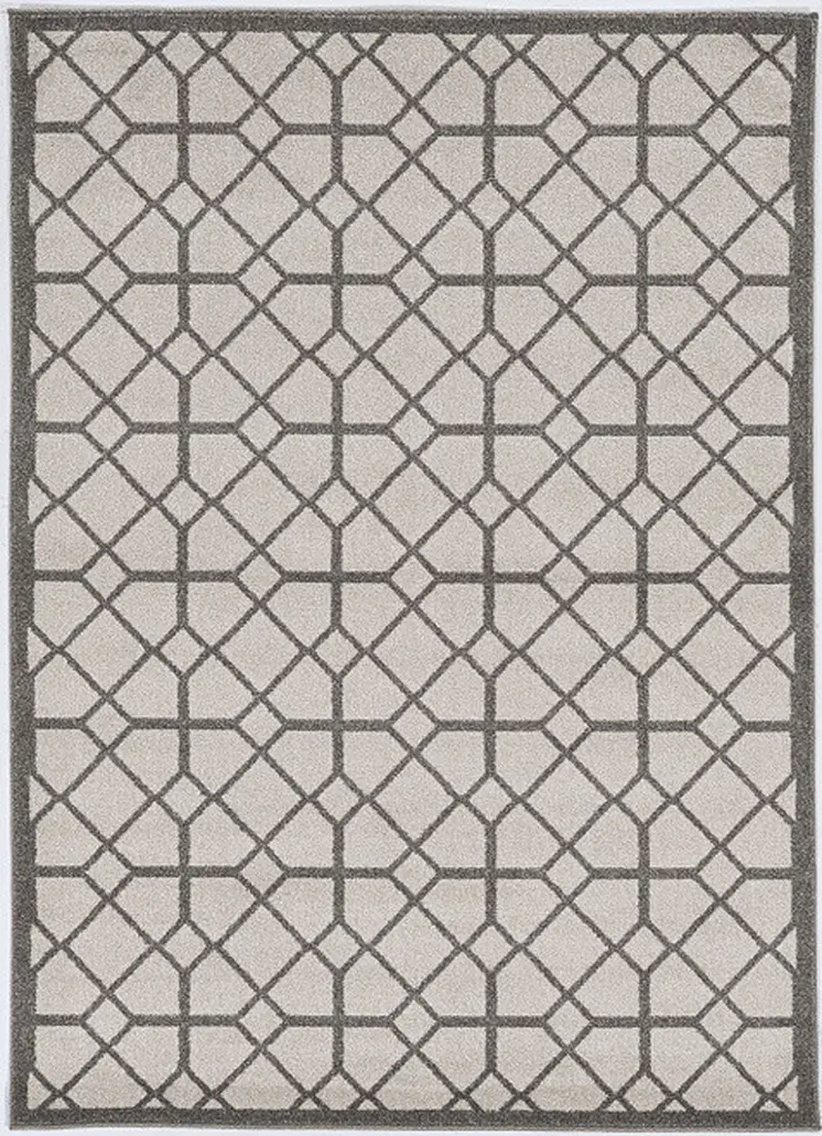 8' X 11' Gray Geometric Indoor Outdoor Area Rug